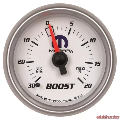 AutoMeter GAUGE; VAC/BOOST; 2 1/16in.; 30INHG-20PSI; MECHANICAL; WHITE; MOPAR - 880026