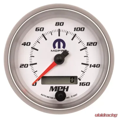 AutoMeter GAUGE; SPEEDOMETER; 3 3/8in.; 160MPH; ELEC. PROGRAMMABLE; WHITE; MOPAR - 880036