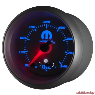 AutoMeter GAUGE; OIL TEMP; 2 5/8in.; 340deg.F; STEPPER MOTOR W/PEAK/WARN; WHITE; MOPAR - 880251