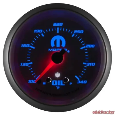 AutoMeter GAUGE; OIL TEMP; 2 5/8in.; 340deg.F; STEPPER MOTOR W/PEAK/WARN; WHITE; MOPAR - 880251