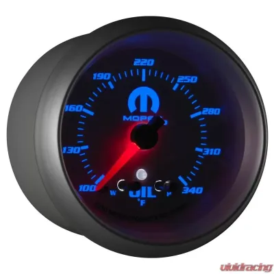 AutoMeter GAUGE; OIL TEMP; 2 5/8in.; 340deg.F; STEPPER MOTOR W/PEAK/WARN; WHITE; MOPAR - 880251