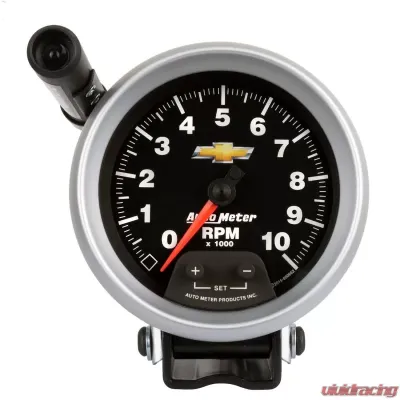 AutoMeter GAUGE; TACHOMETER; 3 3/4in.; 10K RPM; PEDESTAL W/EXT. QUICK-LITE; CHEVY GOLD BOW - 880662