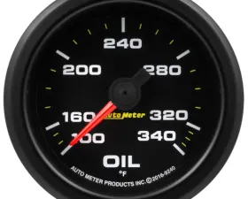 AutoMeter GAUGE; OIL TEMP; 2 1/16in.; 340deg.F; STEPPER MOTOR W/PEAK/WRN; EXTREME ENVIRONM