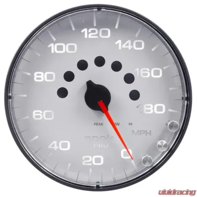 AutoMeter GAUGE; SPEEDOMETER; 5in.; 180 MPH; ELEC. PROGRAMMABLE; WHITE/BLACK; SPEK-PRO - P230128