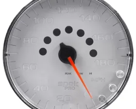 AutoMeter GAUGE; SPEEDOMETER; 5in.; 180 MPH; ELEC. PROGRAMMABLE; SILVER/CHROME; SPEK-PRO