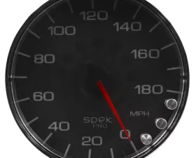 AutoMeter GAUGE; SPEEDOMETER; 5in.; 180 MPH; ELEC. PROGRAMMABLE; BLACK/CHROME; SPEK-PRO