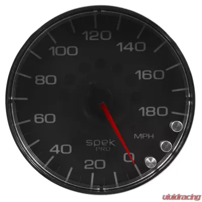 AutoMeter GAUGE; SPEEDOMETER; 5in.; 180 MPH; ELEC. PROGRAMMABLE; BLACK/CHROME; SPEK-PRO - P230318