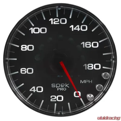 AutoMeter GAUGE; SPEEDOMETER; 5in.; 180 MPH; ELEC. PROGRAMMABLE; BLACK/CHROME; SPEK-PRO - P230318
