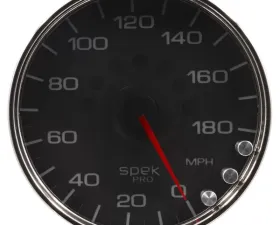 AutoMeter GAUGE; SPEEDOMETER; 5in.; 180 MPH; ELEC. PROGRAMMABLE; BLACK/CHROME; SPEK-PRO