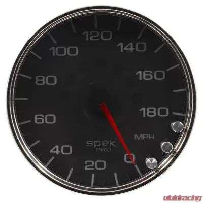 AutoMeter GAUGE; SPEEDOMETER; 5in.; 180 MPH; ELEC. PROGRAMMABLE; BLACK/CHROME; SPEK-PRO - P23031