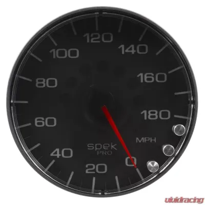 AutoMeter GAUGE; SPEEDOMETER; 5in.; 180 MPH; ELEC. PROGRAMMABLE; BLACK/BLACK; SPEK-PRO - P230328