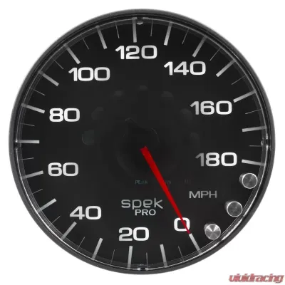 AutoMeter GAUGE; SPEEDOMETER; 5in.; 180 MPH; ELEC. PROGRAMMABLE; BLACK/BLACK; SPEK-PRO - P230328