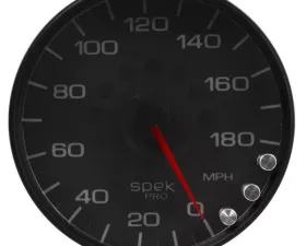 AutoMeter GAUGE; SPEEDOMETER; 5in.; 180 MPH; ELEC. PROGRAMMABLE; BLACK/BLACK; SPEK-PRO