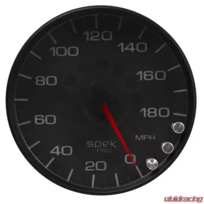 AutoMeter GAUGE; SPEEDOMETER; 5in.; 180 MPH; ELEC. PROGRAMMABLE; BLACK/BLACK; SPEK-PRO - P23032