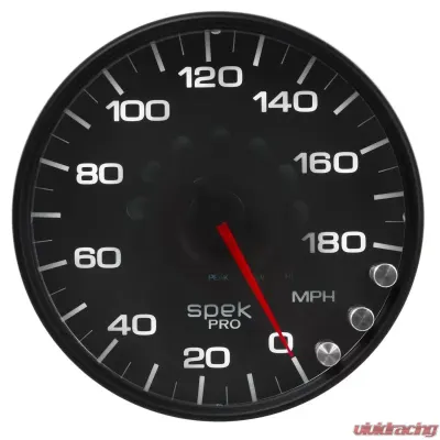 AutoMeter GAUGE; SPEEDOMETER; 5in.; 180 MPH; ELEC. PROGRAMMABLE; BLACK/BLACK; SPEK-PRO - P23032