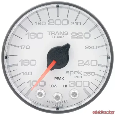 AutoMeter GAUGE; TRANS TEMP; 2 1/16in.; 300deg.F; STEPPER MOTOR W/PK/WRN; WHT/BLK; SPEK-PR - P342128