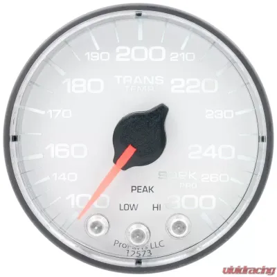 AutoMeter GAUGE; TRANS TEMP; 2 1/16in.; 300deg.F; STEPPER MOTOR W/PK/WRN; WHT/BLK; SPEK-PR - P342128