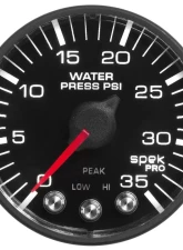 AutoMeter GAUGE; WATER PRESS; 2 1/16in.; 35PSI; STEPPER MOTOR W/PK/WRN; BLK/BLK; SPEK-PRO                                     - P343328 - Image 2