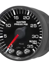 AutoMeter GAUGE; WATER PRESS; 2 1/16in.; 35PSI; STEPPER MOTOR W/PK/WRN; BLK/BLK; SPEK-PRO                                     - P343328 - Image 3