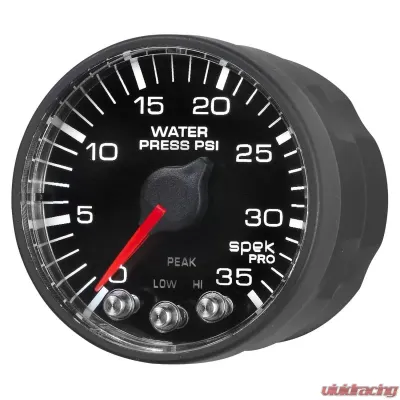 AutoMeter GAUGE; WATER PRESS; 2 1/16in.; 35PSI; STEPPER MOTOR W/PK/WRN; BLK/BLK; SPEK-PRO - P343328