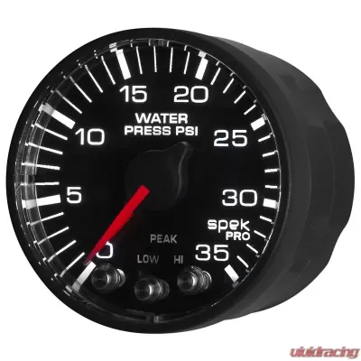 AutoMeter GAUGE; WATER PRESS; 2 1/16in.; 35PSI; STEPPER MOTOR W/PK/WRN; BLK/BLK; SPEK-PRO - P343328