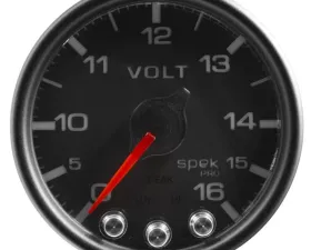 AutoMeter GAUGE; VOLTMETER; 2 1/16in.; 16V; STEPPER MOTOR W/PEAK/WARN; BLK/BLK; SPEK-PRO