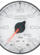 AutoMeter GAUGE; WATER PRESS; 2 1/16in.; 120PSI; STEPPER MOTOR W/PEAK/WARN; WHT/BLK; SPEK                                     - P345128 - Image 3