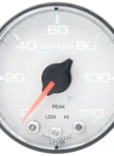 AutoMeter GAUGE; WATER PRESS; 2 1/16in.; 120PSI; STEPPER MOTOR W/PEAK/WARN; WHT/BLK; SPEK                                     - P345128 - Image 2