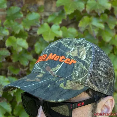 HAT; MESH BACK W/VELCRO; HUNTING CAMO; BLAZE ORANGE AUTOMETER - 0444