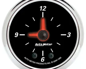 AutoMeter GAUGE; CLOCK; 2 1/16in.; 12HR; ANALOG; DESIGNER BLACK II