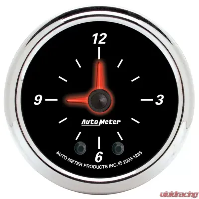 AutoMeter GAUGE; CLOCK; 2 1/16in.; 12HR; ANALOG; DESIGNER BLACK II - 1285
