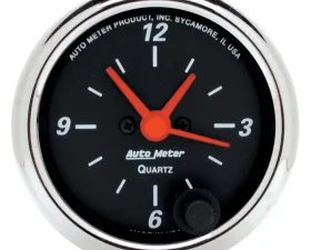 AutoMeter GAUGE; CLOCK; 2 1/16in.; 12HR; ANALOG; DESIGNER BLACK