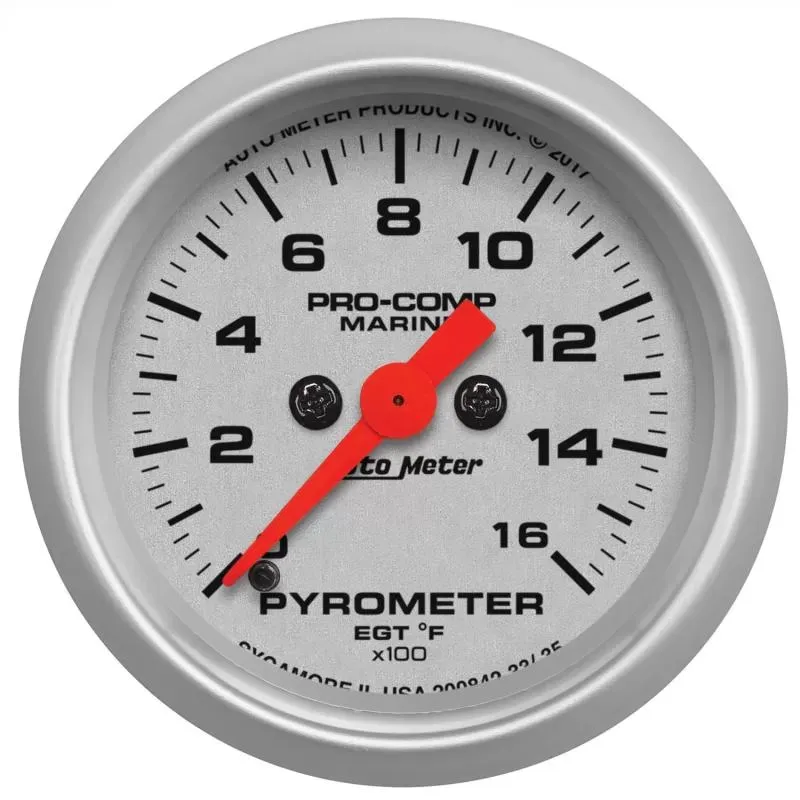 AutoMeter GAUGE; PYROMETER; 2 1/16in.; 0-1;600deg.F; MARINE SILVER - 200842-33