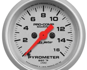 AutoMeter GAUGE; PYROMETER; 2 1/16in.; 0-1;600deg.F; MARINE SILVER