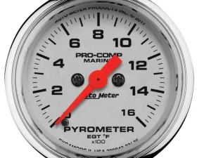 AutoMeter GAUGE; PYROMETER; 2 1/16in.; 0-1;600deg.F; MARINE CHROME