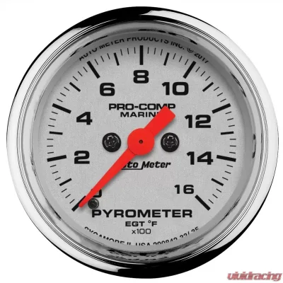 AutoMeter GAUGE; PYROMETER; 2 1/16in.; 0-1;600deg.F; MARINE CHROME - 200842-35