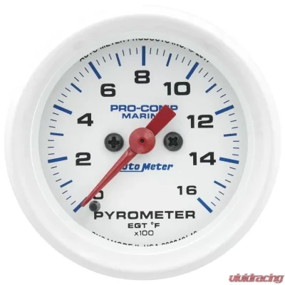 AutoMeter GAUGE; PYROMETER; 2 1/16in.; 0-1;600deg.F; MARINE WHITE - 200842