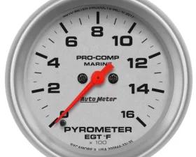 AutoMeter GAUGE; PYROMETER; 2 5/8in.; 0-1;600deg.F; MARINE SILVER