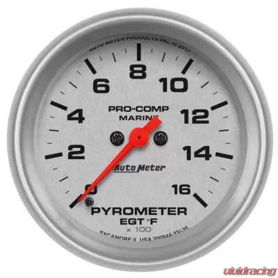 AutoMeter GAUGE; PYROMETER; 2 5/8in.; 0-1;600deg.F; MARINE SILVER - 200844-33