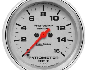 AutoMeter GAUGE; PYROMETER; 2 5/8in.; 0-1;600deg.F; MARINE CHROME