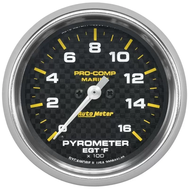 AutoMeter GAUGE; PYROMETER; 2 5/8in.; 0-1;600deg.F; MARINE CARBON FIBER - 200844-40