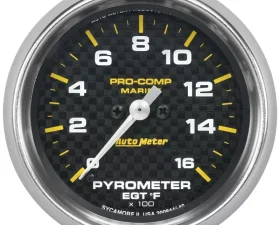 AutoMeter GAUGE; PYROMETER; 2 5/8in.; 0-1;600deg.F; MARINE CARBON FIBER