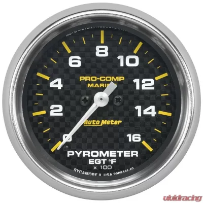 AutoMeter GAUGE; PYROMETER; 2 5/8in.; 0-1;600deg.F; MARINE CARBON FIBER - 200844-40