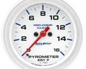 AutoMeter GAUGE; PYROMETER; 2 5/8in.; 0-1;600deg.F; MARINE WHITE