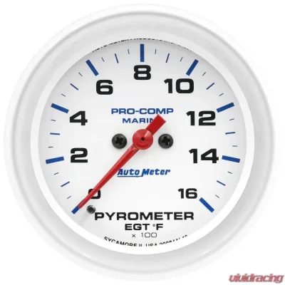 AutoMeter GAUGE; PYROMETER; 2 5/8in.; 0-1;600deg.F; MARINE WHITE - 200844