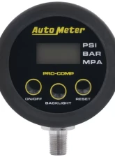 AutoMeter GAUGE HEAD; TIRE PRESS; 50 PSI/3.45 BAR; RACE DIGITAL; BACKLIT W/MEM; PRO-COMP                                     - 2167 - Image 3