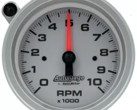 AutoMeter GAUGE; TACH; 3 3/4in.; 10K RPM; PEDESTAL W/EXT SHIFT LIGHT; SLVR DIAL BLK CASE;