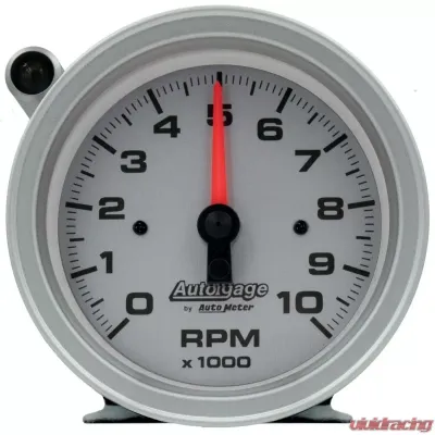 AutoMeter GAUGE; TACH; 3 3/4in.; 10K RPM; PEDESTAL W/EXT SHIFT LIGHT; SLVR DIAL BLK CASE; - 233909