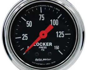 AutoMeter GAUGE; AIR LOCKER PRESS; 2 1/16in.; 150PSI; MECHANICAL; TRADITIONAL CHROME