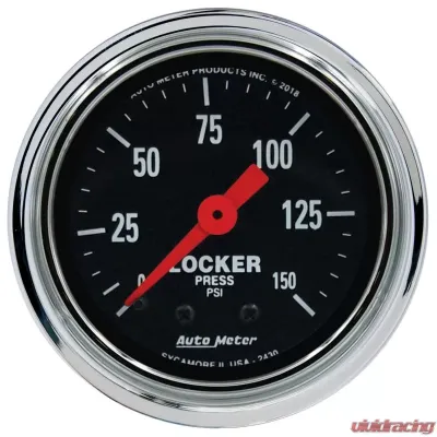 AutoMeter GAUGE; AIR LOCKER PRESS; 2 1/16in.; 150PSI; MECHANICAL; TRADITIONAL CHROME - 2430